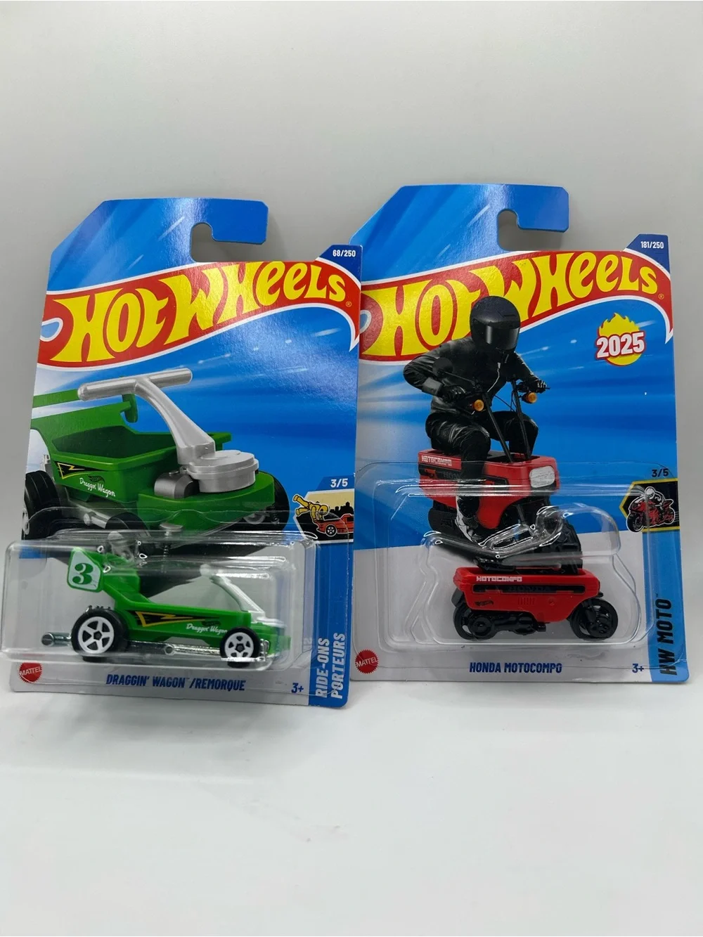 Hot Wheels Green Draggin' Wagon & Red Honda Motocompo Bundle 🔥🛞